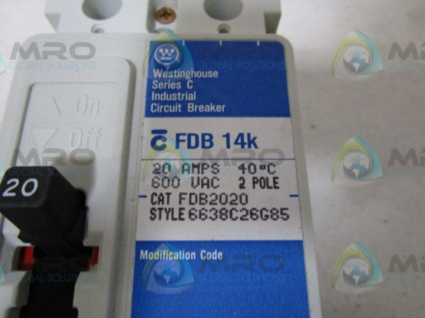 WESTINGHOUSE FDB2020 CIRCUIT BREAKER  NSMP