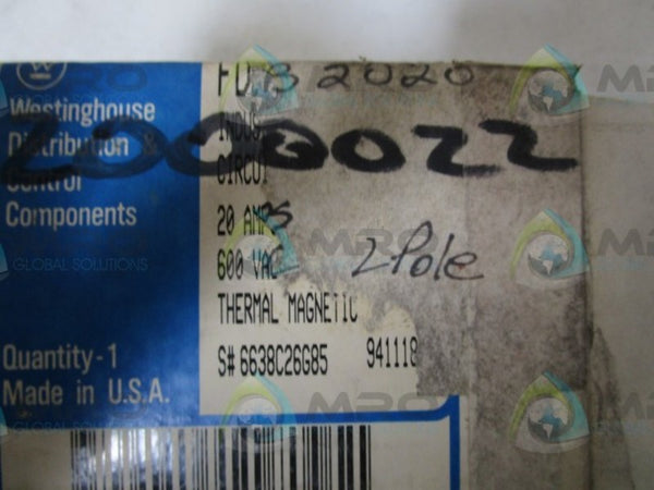 WESTINGHOUSE FDB2020 CIRCUIT BREAKER  NSMP