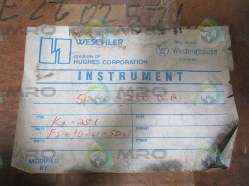WESTINGHOUSE 50-0-250 PANEL METER (AS PICTURED)  NSMP