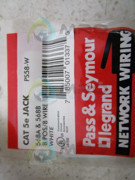 PASS & SEYMOUR PS58-W JACK  NSMP