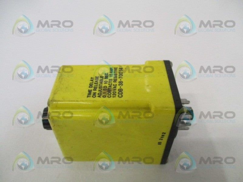 POTTER & BRUMFIELD CDB-38-70014 TIME DELAY RELAY 0.1-10 SEC 120/120VAC  UNMP
