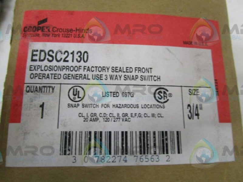 CROUSE-HINDS EDSC2130 SNAP SWITCH  UNMP