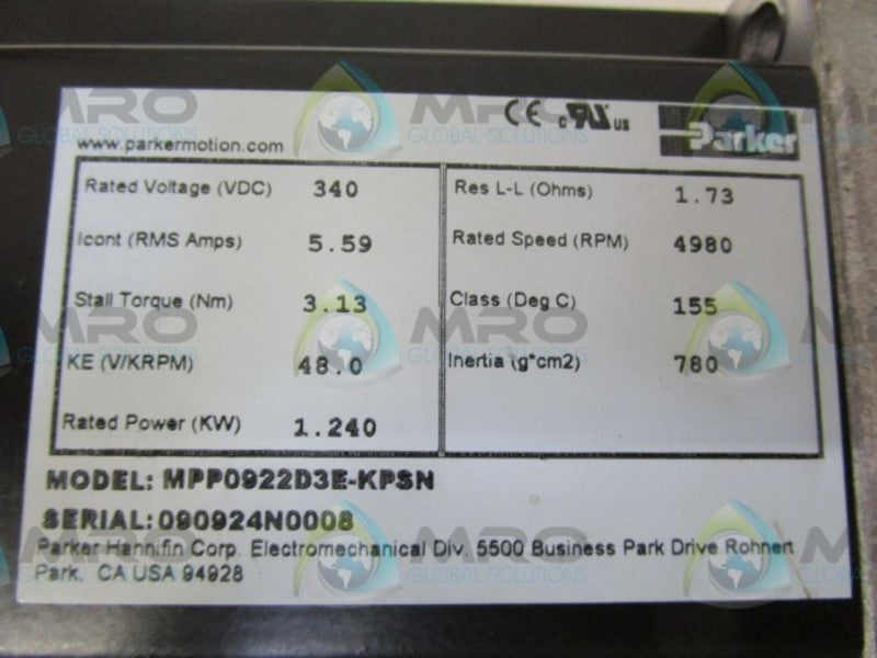 PARKER MPP0922D3E-KPSN MOTOR  UNMP