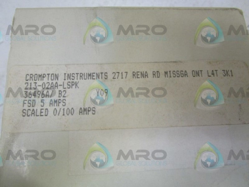 CROMPTON 213-02AA-LSPK PANEL METER  NSMP