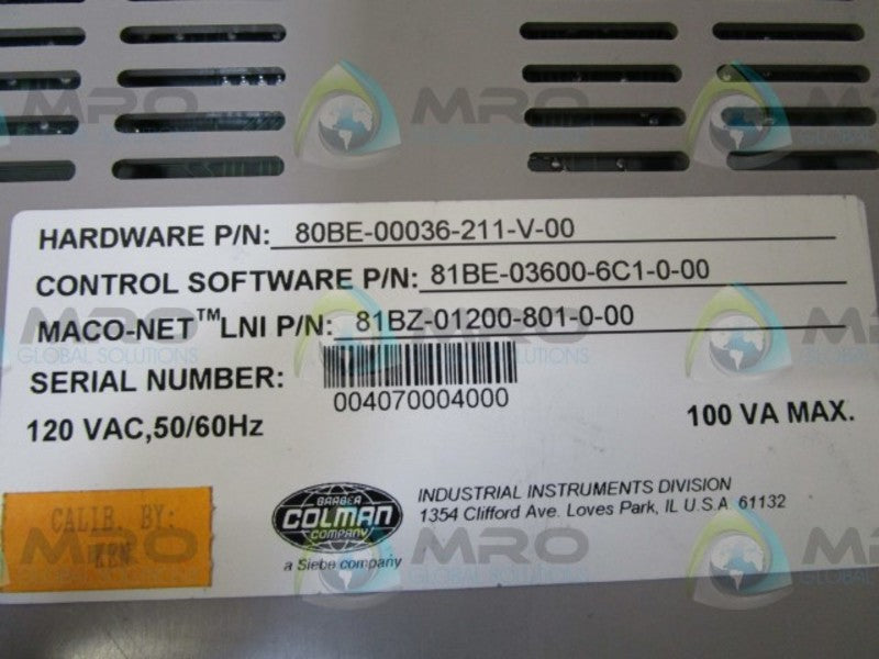 COLMAN 80BE-00036-211-V-00 INSTASET MODULE  UNMP