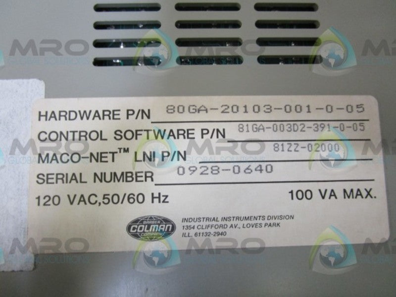 COLMAN 80GA-20103-001-0-05 MACO  NSNP