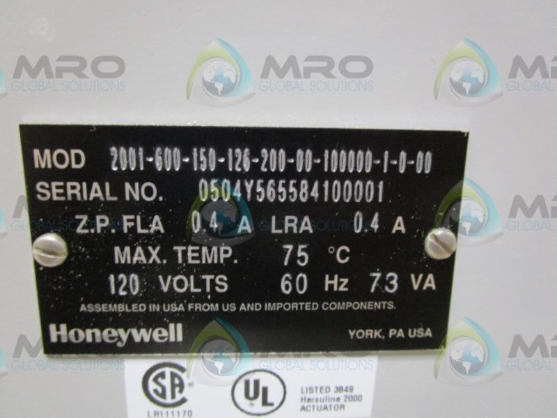 HONEYWELL 2001-600-150-126-200-00-100000-1-0-00 ACTUATOR  NSMP