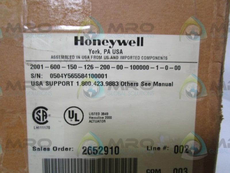 HONEYWELL 2001-600-150-126-200-00-100000-1-0-00 ACTUATOR  NSMP