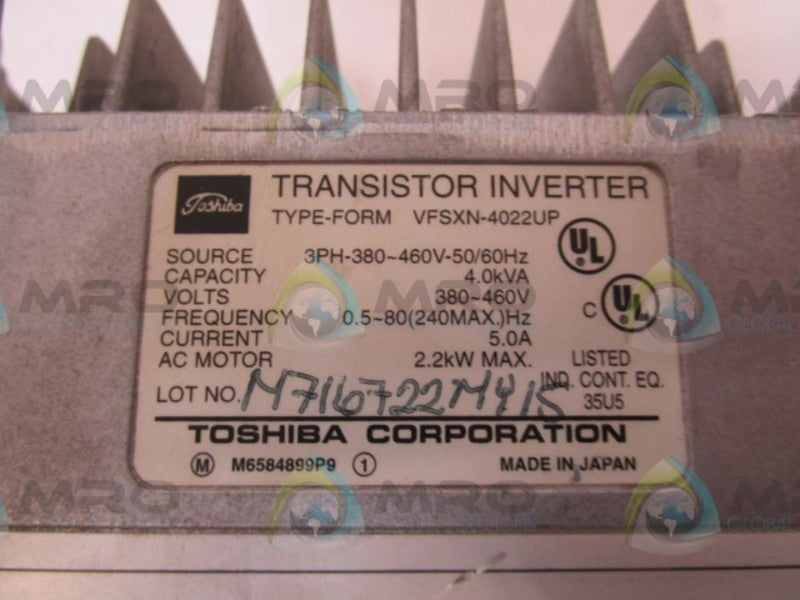 TOSHIBA VFSXN-4022UP INVERTER DRIVE  UNMP