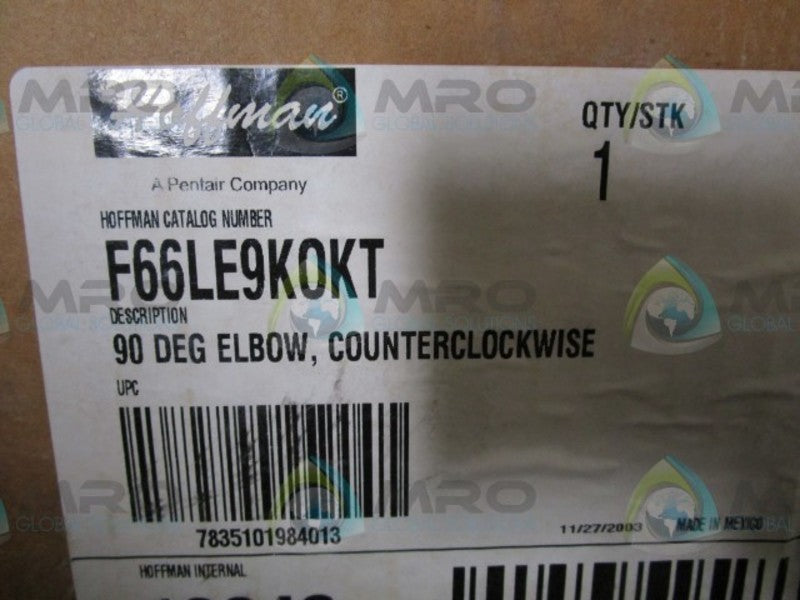 HOFFMAN F66LE9K0KT WIREWAY 90 DEGREE ELBOW  NSMP