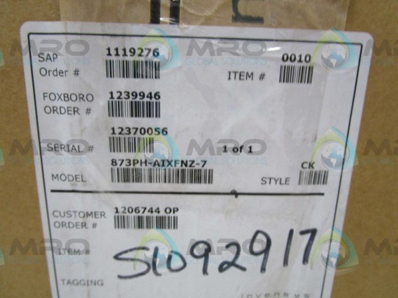 FOXBORO 873PH-AIXFNZ-7 ANALYZER  NSMP