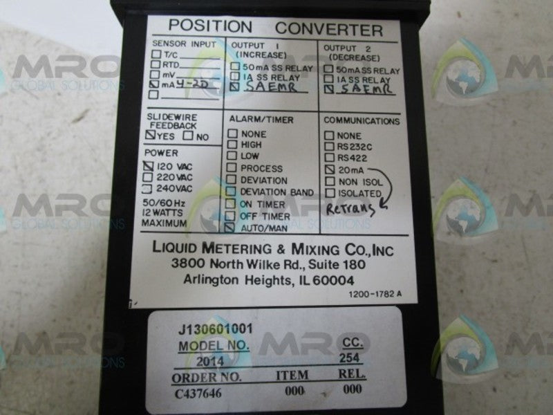 LIQUID METERING 2014 POSITION CONVERTER  NSMP
