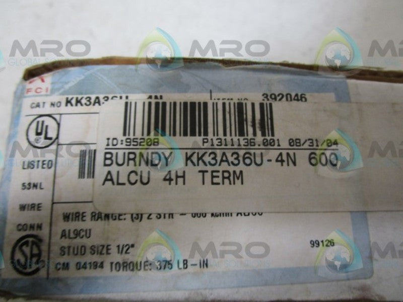 BURNDY KK3A36U-4N TERMINAL LUG  NSMP
