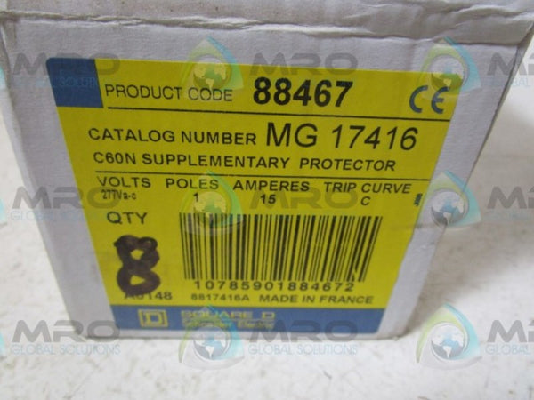 LOT OF 8 SQUARE D MG17416 CIRCUIT BREAKER NSMP