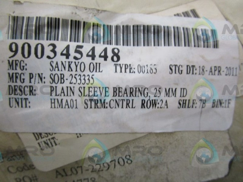LOT OF 5 SANKYO SOB-25335 PLAIN SLEEVE BEARING NSNP