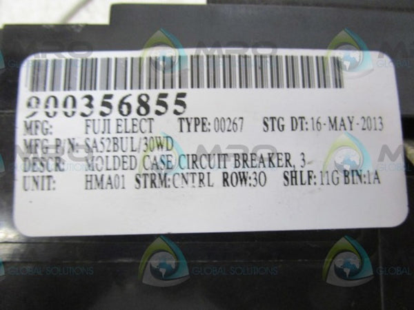 FUJI ELECTRIC SA52BUL-30A CIRCUIT BREAKER  UNMP
