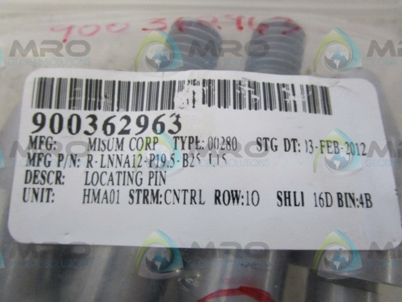LOT OF 5 MISUM R-LNNA12-P19.5-B25 LOCATING PIN NSNP
