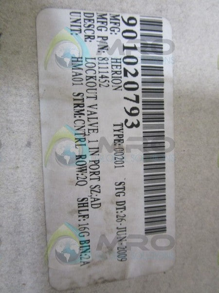 HERION 8111452 LOCKOUT VALVE  NSMP