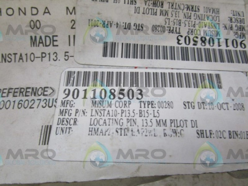 MISUM LNSTA10-P13.5-B15-L5 LOCATING PIN  NSMP
