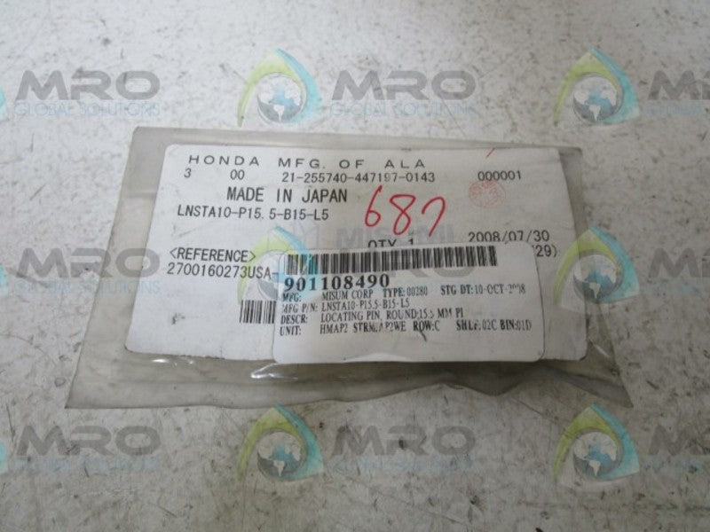 MISUM LNSTA10-P15.5-B15-L5 LOCATING PIN  NSMP