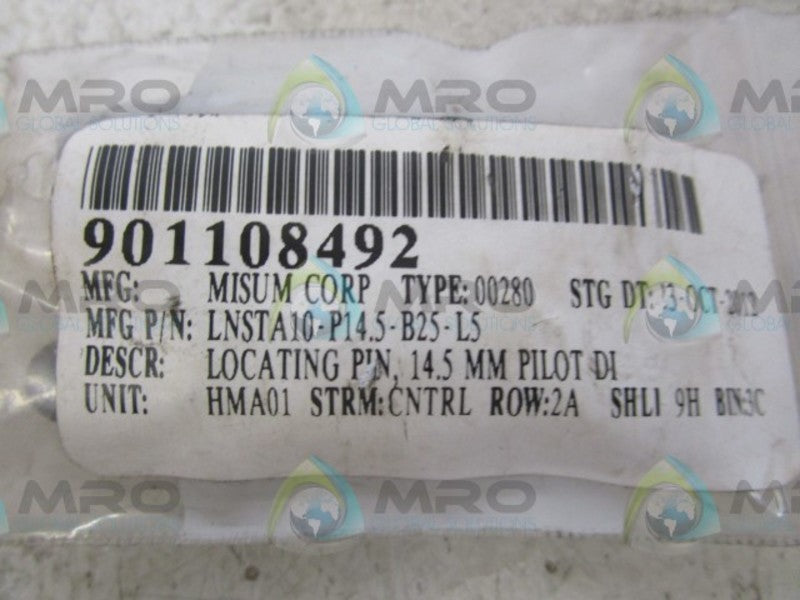 LOT OF 2 MISUM LNSTA10-P14.5-B25-L5 LOCATING PIN NSNP