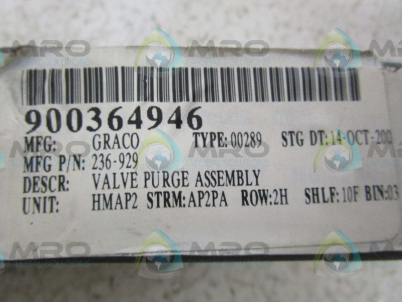 GRACO 236-929 VALVE PURGE ASSEMBLY  UNMP