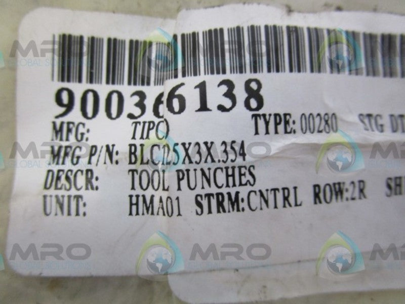 TIPCO BLC125X3X.354 TOOL PUNCHES  NSNP