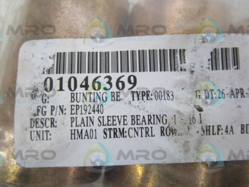 LOT OF 3 BUNTING EP192440 PLAIN SLEEVE BEARING NSNP