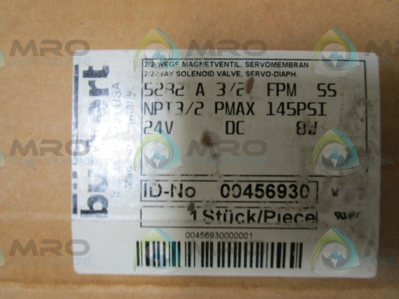 BURKERT 5282 A 3/2 FPM SS VALVE  NSMP