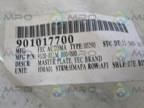 FEC AUTOMATION 9120-011M-000-000 MASTER PLATE  NSNP