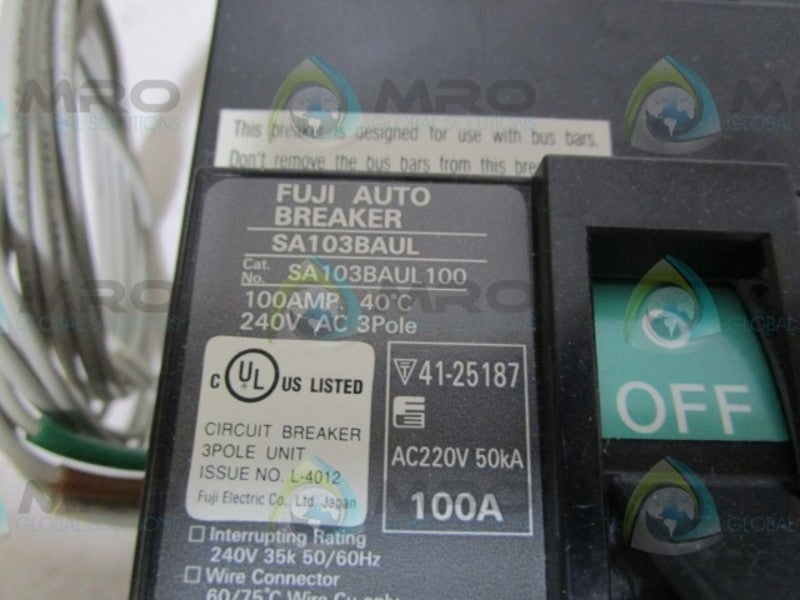 FUJI ELECTRIC SA103BAUL100 CIRCUIT BREAKER  NSMP