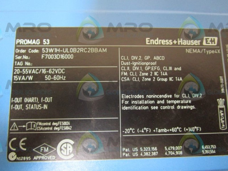 ENDRESS+HAUSER PROMAG 53 53W1H-UL0B2RC2BBAM TRANSMITTER  NSNP