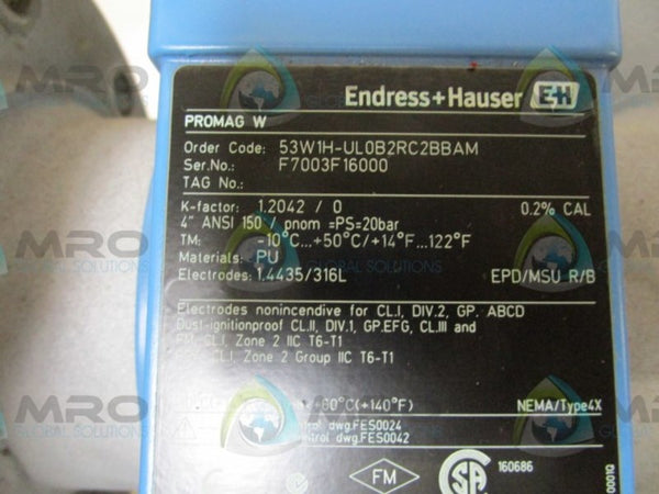 ENDRESS+HAUSER PROMAG W 53W1H-UL0B2RC2BBAM FLOW METER  NSNP