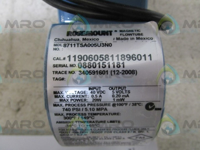 ROSEMOUNT 8732EST1A1N0M4 W/ 8711TSA005U3N0 TRANSMITTER  NSMP