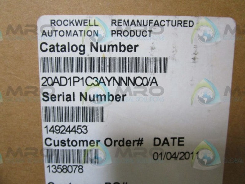 INDUSTRIAL SPARE PART 20AD1P1C3AYNNNC0 SERIES A AC DRIVE (REMANUFACTURED)  NSMP