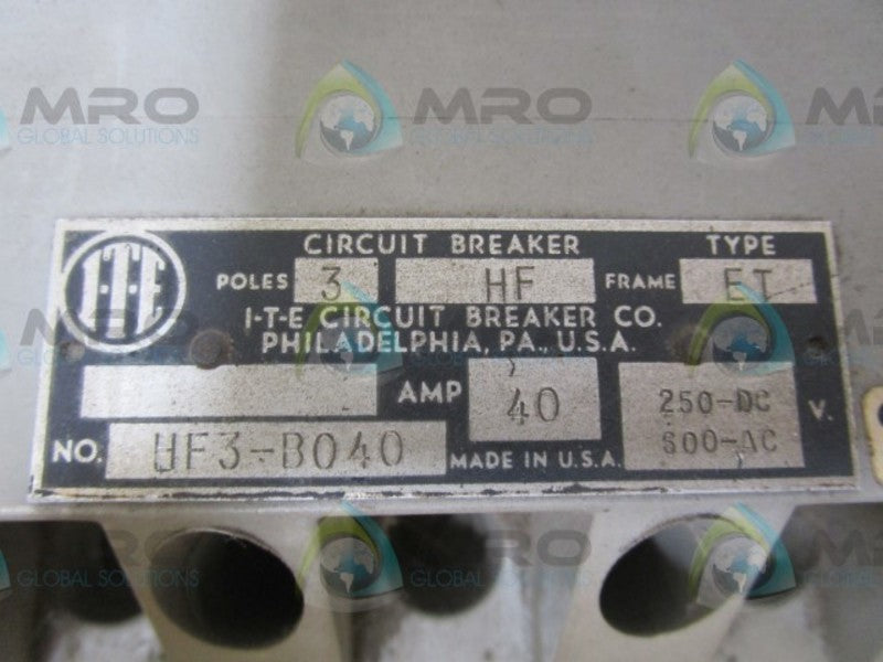 ITE HF3-B040 CIRCUIT BREAKER  UNMP