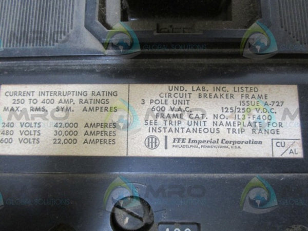 ITE JL3-400 CIRCUIT BREAKER  UNMP