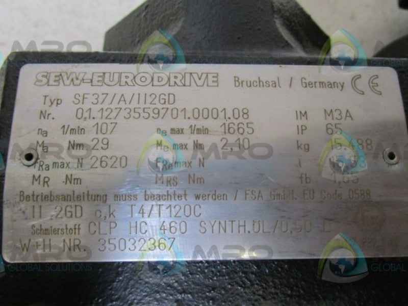 SEW-EURODRIVE SF37/A/112GD MOTOR  UNMP