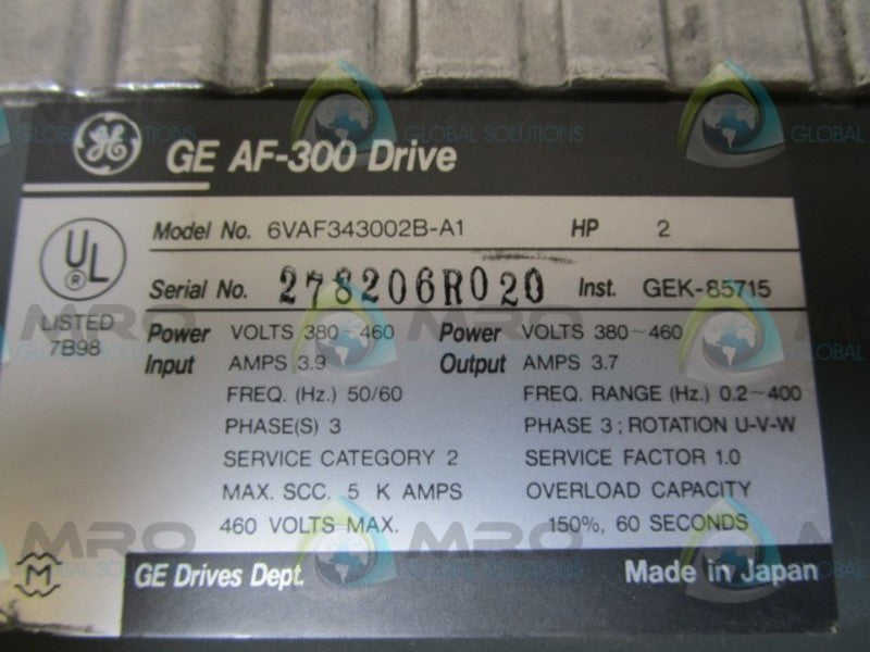 GENERAL ELECTRIC 6VAF343002B-A1 AC DRIVE  UNMP