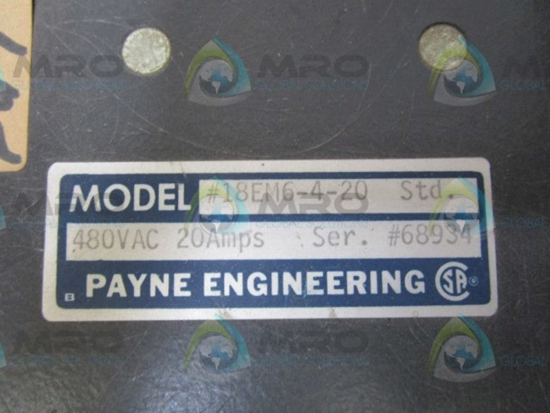 PAYNE ENGINEERING 18EM6-4-20 POWER CONTROL  UNMP