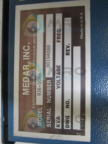 MEDAR INC 936-0085 CONTROL PANEL  UNMP
