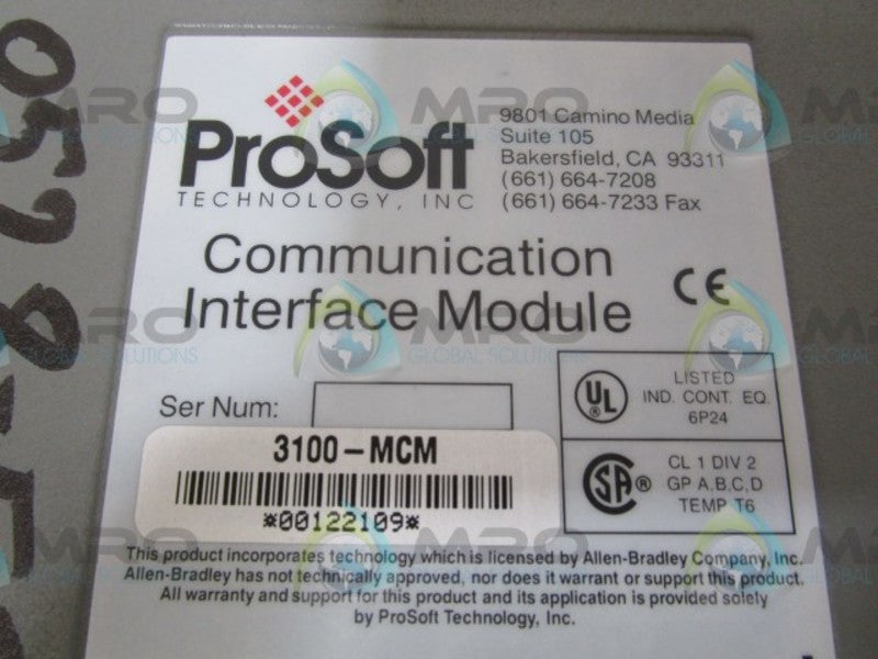 PROSOFT 3100-MCM COMMUNICATION INTERFACE MODULE  NSNP