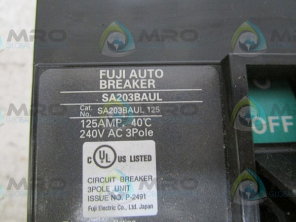 FUJI ELECTRIC SA203BAUL-125 CIRCUIT BREAKER  NSNP