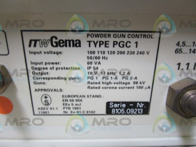 GEMA PGC-1 CONTROL POWER GUN  UNMP