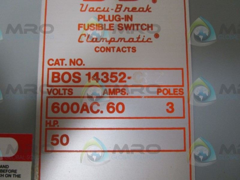 SIEMENS BOS 14352-RZ 60A 600V NSMP