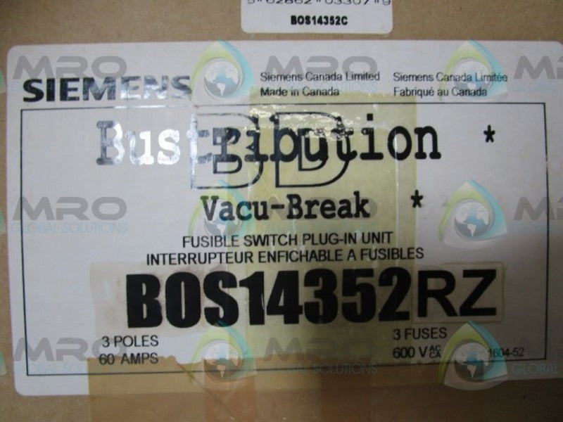 SIEMENS BOS 14352-RZ 60A 600V NSMP