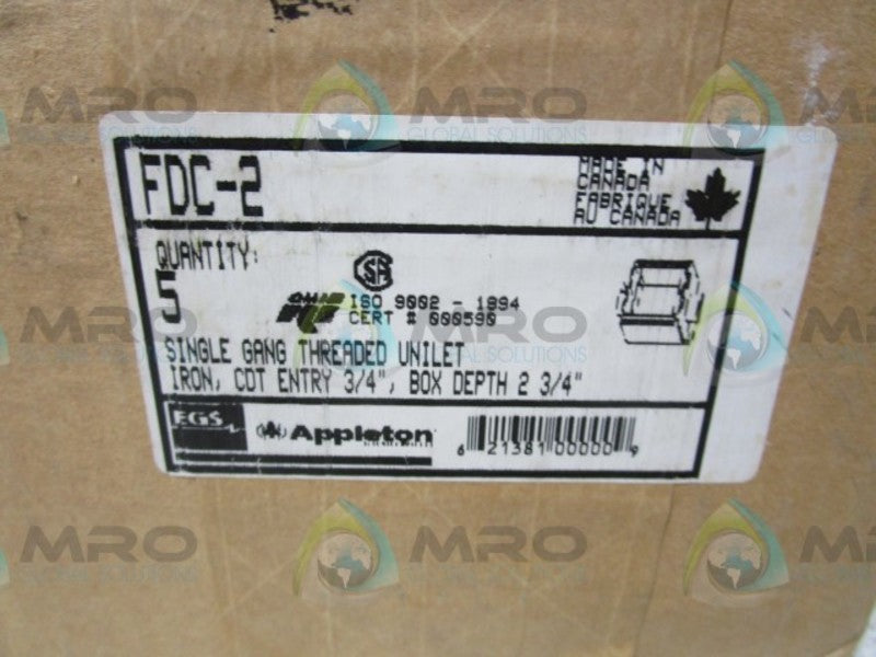 LOT OF 5 APPLETON FDC-2 JUNCTION BOX NSMP
