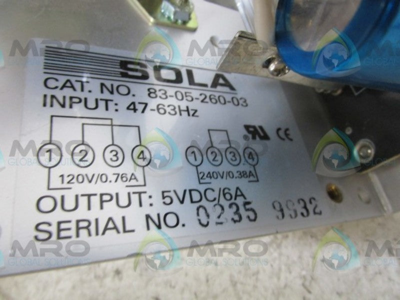 SOLA 83-05-260-03 POWER SUPPLY  UNMP