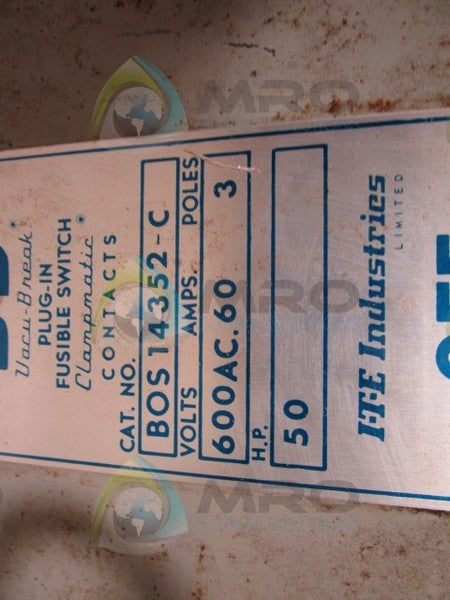 ITE VACU-BREAK BOS 14352-C BUSWAY SWITCH PLUG 60A 600V (AS PICTURED)  UNMP