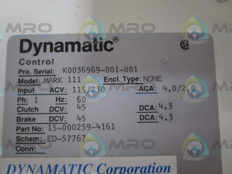 DYNAMATIC 15-000259-4161 SPEED DRIVE  NSMP